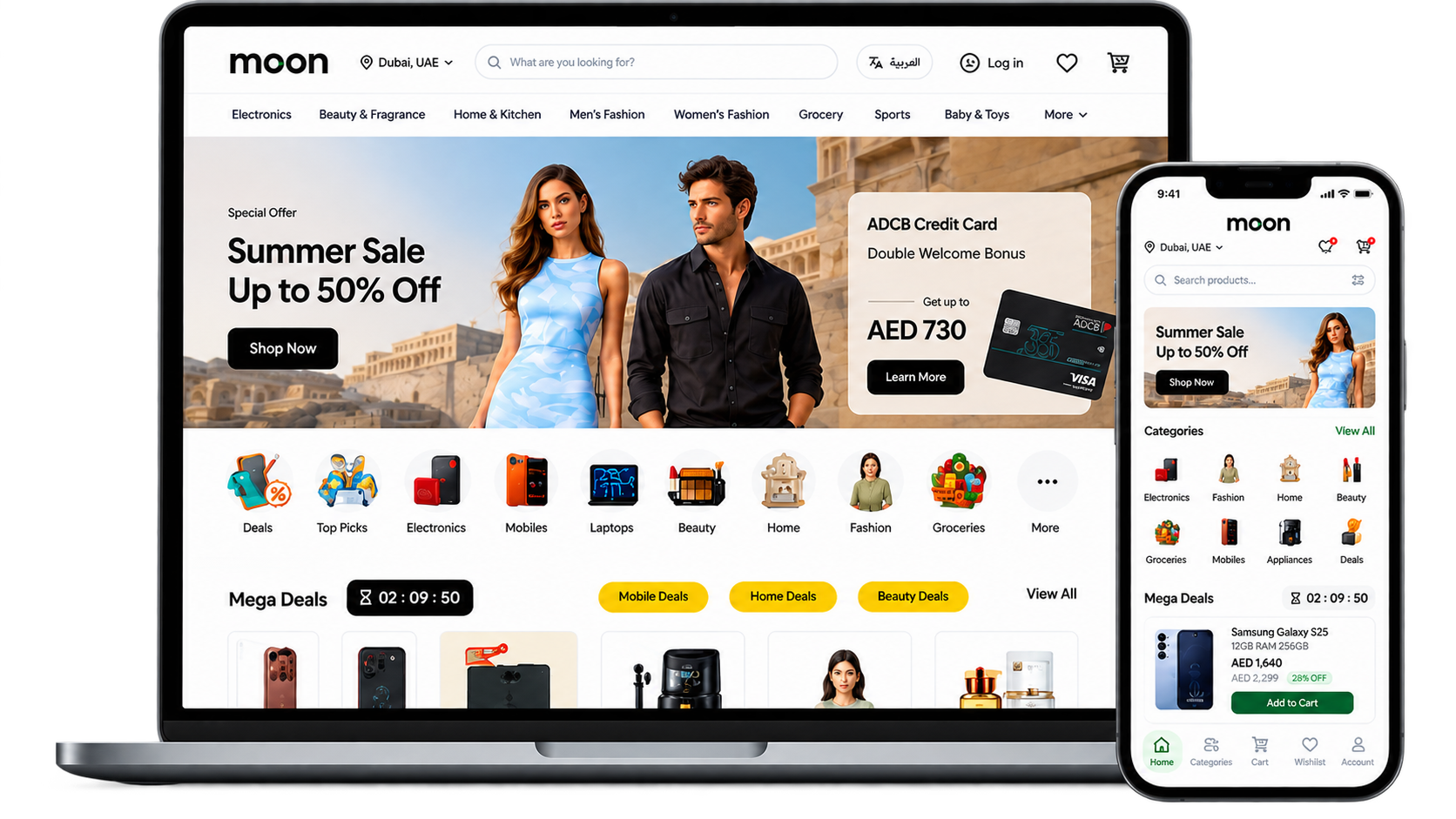 Storefront preview on laptop and phone